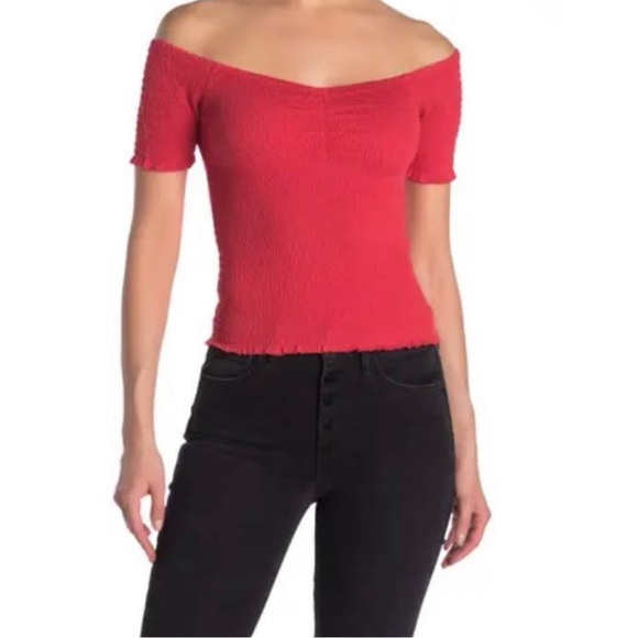 Abound Tops - Abound Smocked Off the Shoulder Crop Top. NWT.Medium